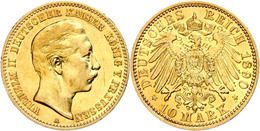258 10 Mark, 1890, Wilhelm II., Ss., Katalog: J. 251 Ss - Other & Unclassified