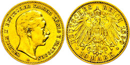 259 10 Mark, 1890, Wilhelm II., Wz. Rf., Ss., Katalog: J. 251 Ss - Other & Unclassified
