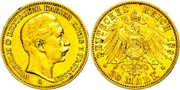 266 20 Mark, 1881, Wilhelm II., Randfehler, Ss., Katalog: J. 252 Ss - Autres & Non Classés