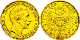 275 20 Mark, 1897, Wilhelm II., Kl. Rf., Ss., Katalog: J. 252 Ss - Other & Unclassified