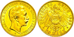276 20 Mark, 1898, Wilhelm II., Kl. Rf., Vz., Katalog: J. 252 Vz - Altri & Non Classificati