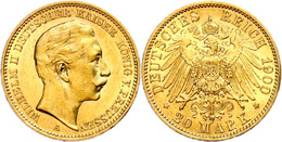 280 20 Mark, 1900, Wilhelm II., Kl. Rf., Ss-vz., Katalog: J. 252 Ss-vz - Other & Unclassified