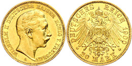 281 20 Mark, 1900, Wilhelm II., Kl. Rf., Ss-vz., Katalog: J. 252 Ss-vz - Sonstige & Ohne Zuordnung