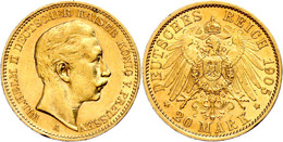 282 20 Mark, 1900, Wilhelm II., Kl. Rf., Ss., Katalog: J. 252 Ss - Autres & Non Classés