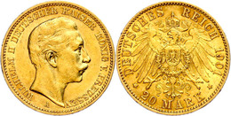 284 20 Mark, 1901, Wilhelm II., Kl. Rf., Ss., Katalog: J. 252 Ss - Other & Unclassified