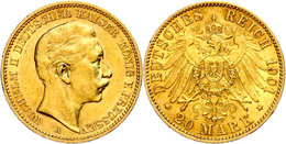 284 20 Mark, 1901, Wilhelm II., Kl. Rf., Ss., Katalog: J. 252 Ss - Sonstige & Ohne Zuordnung