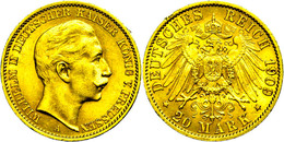 297 20 Mark, 1909, Wilhelm II., Kl. Rf., Ss-vz., Katalog: J. 252 Ss-vz - Sonstige & Ohne Zuordnung