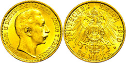 299 20 Mark, 1910, A, Wilhelm II., Kl. Rf., Vz., Katalog: J. 252 Vz - Autres & Non Classés