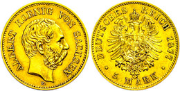 313 5 Mark, 1877, Albert, Stempelfehler, Vz., Katalog: J. 260 Vz - Autres & Non Classés
