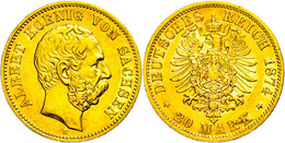 315 20 Mark, 1874, Albert, Schrötlingsfehler Am Rand, Ss, Katalog: J. 262 Ss - Sonstige & Ohne Zuordnung