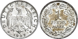 332 1 Reichsmark, 1927, Mzz A, Ss-vz., Katalog: J. 319 Ss-vz - Autres & Non Classés