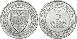 339 3 Reichsmark, 1926, A, Lübeck, Wz. Rf., Vz., Katalog: J. 323 Vz - Autres & Non Classés