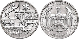 345 3 Reichsmark, 1927, Marburg, Kl. Rf., Vz., Katalog: J. 330 Vz - Sonstige & Ohne Zuordnung