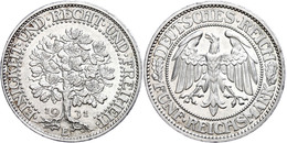 347 5 Reichsmark, 1931, Eichbaum, Mzz E, Minimale Randfehler, Vz., Katalog: J. 331 Vz - Autres & Non Classés