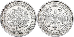 347 5 Reichsmark, 1931, Eichbaum, Mzz E, Minimale Randfehler, Vz., Katalog: J. 331 Vz - Sonstige & Ohne Zuordnung