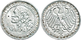 348 3 Reichsmark, 1928, Dürer, Etwas Grünspan, Kl. Rf., Vz-st., Katalog: J. 332 Vz-st - Sonstige & Ohne Zuordnung