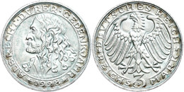 350 3 Reichsmark, 1928, Dürer, Etwas Grünspan, Kl. Rf., Vz-st., Katalog: J. 332 Vz-st - Sonstige & Ohne Zuordnung