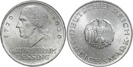 353 3 Reichsmark, 1929, A, Lessing, Kl. Rf., Vz., Katalog: J. 335 Vz - Autres & Non Classés