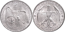 356 3 Reichsmark, 1929, Waldeck, Kl. Rf, Vz+., Katalog: J. 337 - Autres & Non Classés