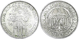 358 3 Reichsmark, 1929 E, Meißen, Grünspan, Vz., Katalog: J. 338 Vz - Autres & Non Classés