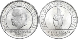 364 3 Reichsmark, 1929, A, Schwurhand, Wz. Rf., Vz., Katalog: J. 340 Vz - Other & Unclassified