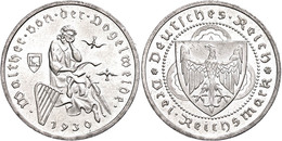 367 3 Reichsmark, 1930, A, Walter Von Der Vogelweide, Kl. Rf., Vz-st., Katalog: J. 344 Vz-st - Autres & Non Classés