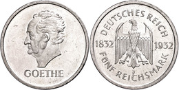 380 5 Reichsmark, 1932, J, Goethe, Kl. Rf., Vz., Katalog: J. 351 Vz - Sonstige & Ohne Zuordnung