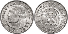 381 2 Reichsmark, 1933, D, Martin Luther, F. St., Katalog: J. 352 - Autres & Non Classés