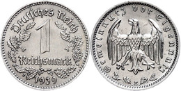 384 1 Reichsmark, 1939, Mzz E, Vz., Katalog: J. 354 Vz - Sonstige & Ohne Zuordnung