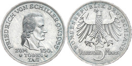 407 5 Mark, 1955, Schiller, Etwas Grünspan, Vz-st., Katalog: J. 389 Vz-st - Sonstige & Ohne Zuordnung