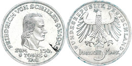 408 5 Mark, 1955, Schiller, Fleckig, Kl. Rf., Vz., Katalog: J. 389 Vz - Sonstige & Ohne Zuordnung