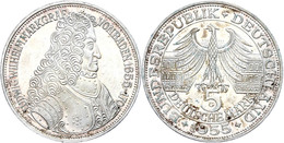 409 5 Mark, 1955, Markgraf Von Baden, Kl. Rf., Vz., Katalog: J. 390 Vz - Autres & Non Classés