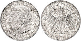 412 5 Mark, 1957, Eichendorff, Kl. Rf., Vz, Katalog: J. 391 Vz - Altri & Non Classificati