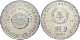 446 10 Mark, 1981, 700 Jahre Münzprägung In Berlin, In Hartplastik Verplombt, PP., Katalog: J. 1582 PP - Sonstige & Ohne Zuordnung