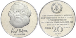 453 20 Mark, 1983, Marx, In Hartplastik Verplombt, PP., Katalog: J. 1592 PP - Altri & Non Classificati