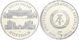 460 5 Mark, 1986, Neues Palais Potsdam, In Hartplastik Verplombt, PP., Katalog: J. 1610 PP - Sonstige & Ohne Zuordnung