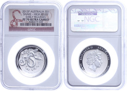 496 Dollar, 2013, P, Year Of The Snake, In Slab Der NGC Mit Der Bewertung PF70 Ultra Cameo, High Relief, Early Releases. - Autres & Non Classés