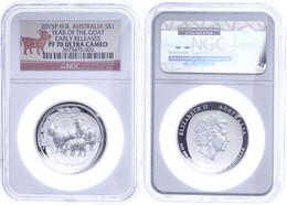 514 Dollar, 2015, P, Year Of The Goat, In Slab Der NGC Mit Der Bewertung PF70 Ultra Cameo, High Relief, Early Releases. - Sonstige & Ohne Zuordnung