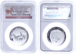 515 Dollar, 2015, P, Year Of The Goat, In Slab Der NGC Mit Der Bewertung PF70 Ultra Cameo, High Relief, Early Releases. - Altri & Non Classificati