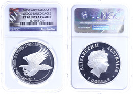 519 Dollar, 2015, Wedged Tailed Eagle, In Slab Der NGC Mit Der Bewertung PF70 Ultra Cameo, Flag Label. - Autres & Non Classés