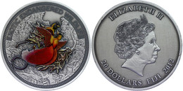 564 20 Dollars, 2012, Paradiesvogel, 2 Unze Silber, Coloriert, Antik Finish, Etui Mit OVP Und Zertifikat, St. Auflage Nu - Figi