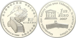 582 1,5 Euro, 2007, 60 Jahre UNESCO - Chinesische Mauer, Schön 919, Im Etui Mit OVP Und Zertifikat, Angelaufen, PP. Aufl - Altri & Non Classificati