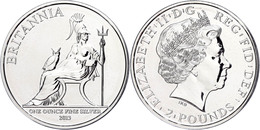 612 2 Pounds, 2013, Britannia, 1 Unze Silber, Etui Mit OVP Und Zertifikat, St. Auflage Nur 10.000 Stück.  St - Sonstige & Ohne Zuordnung