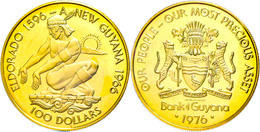 626 100 Dollars, Gold, 1976, Eldorado, KM 46, Im Blister, 5,74g, 500er Gold, PP.  PP - Altri – America
