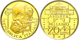 633 20 Euro, Gold, 2008, 500. Geburtstag Von Andrea Palladio, Mit Zertifikat In Ausgabeschatulle Und OVP, KM 307, PP.  P - Sonstige & Ohne Zuordnung