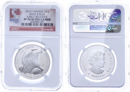 671 4 Dollars, 2015, Bald Eagle, In Slab Der NGC Mit Der Bewertung PF70 Ultra Cameo, Early Releases, Flag Label. - Canada