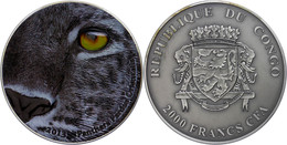 684 2.000 Francs, 2013, Natures Eyes - Amur Leopard,  2 Unzen Silber, Antik Finish, Etui Mit OVP Und Zertifikat, St. Auf - Congo (Rép. Démocratique, 1964-70)