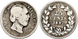 721 25 Cent, 1887, Wilhelm III., Seltenes Jahr, Schulman 637, S.  S - Altri & Non Classificati