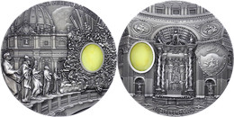 781 10 Dollars, 2013, Mineral Art - St. Peter's Basilica, 2 Unzen Silber, Antik Finish, Stein, In Kapsel Mit Zertifikat, - Palau