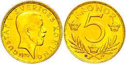 812 5 Kronen, Gold, 1920, Gustav V., Fb. 97, Vz.  Vz - Suède